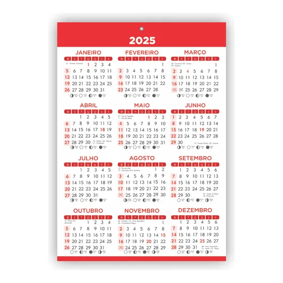 Calendário Folhinha De Parede A4 Simples Fácil Visualização