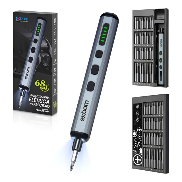 Parafusadeira Chave Elétrica Precisão Recarregável 68 Em 1 Cinza-escuro