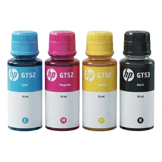 Pack de 4 botellas de tinta HP GT53/GT52 (9F3N4AL) Negro, Cyan, Magenta, Amarillo