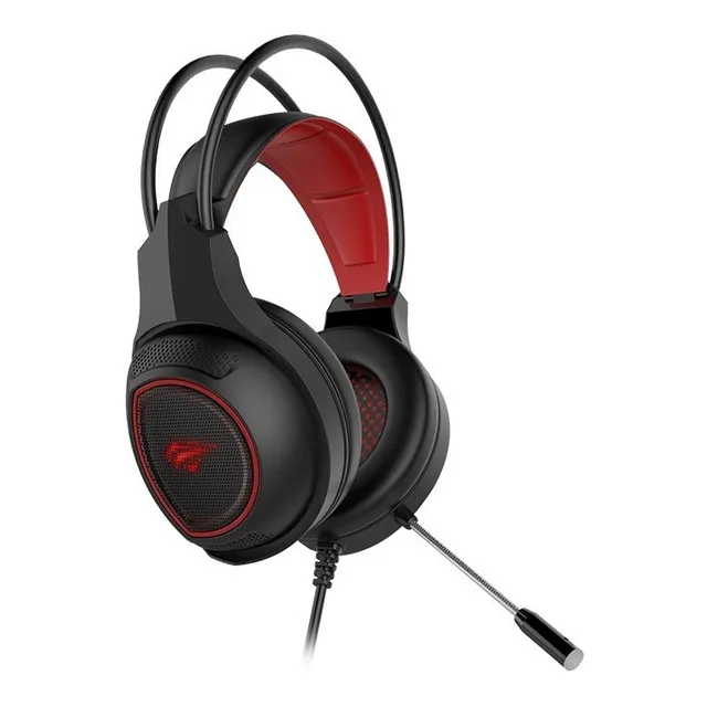 Auriculares Havit H2239d Gamer, 40 mm, negros, color de luz: rojo