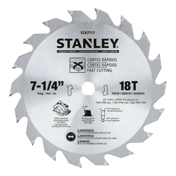Disco De Sierra 7-1/4 Stanley Sta7717 Color Plateado