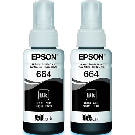 Garrafas De Tinta Epson T664 2 Und De Preto 70ml Kit (eps01) Garrafas De Tinta Epson T664 2 Und De Preto 70ml Kit (eps01)
