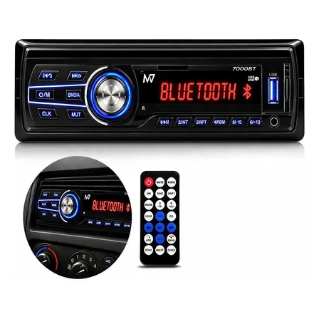 Radio Automotivo Bluetooth 7000bt Potente Display Led Usb Fm