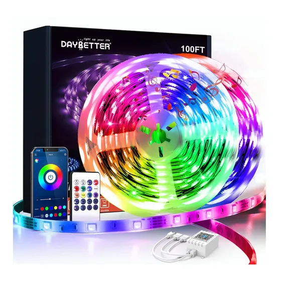 Luz Led 100 Pie Tira Ultra Larga Cr Aplicacion Musica 2