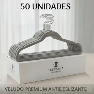 Kit 50 Cabides De Veludo Cinza Ultra Fino Adulto Fukuyama Antideslizante Slim Com Gancho Giratório 360