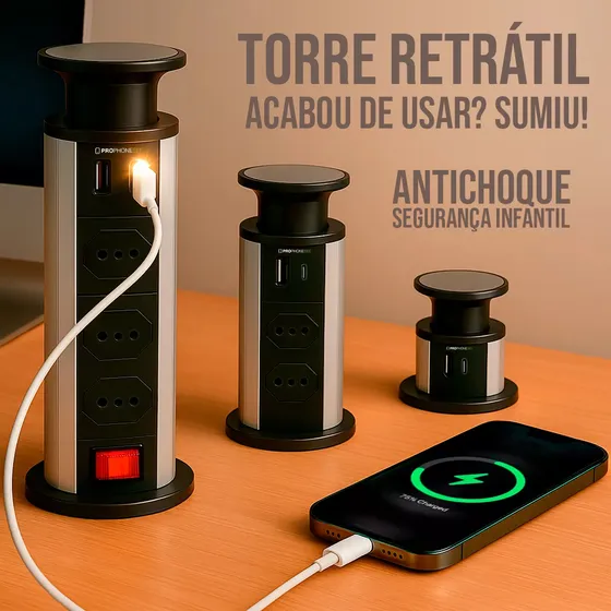 Torre Tomada Bancada Embutir Usb Retratil Bivolt Para Facilitar Mesa 10a Preta Tipo C Turbo Usb 3 Tomadas Elétricas Usb-c Extensão Elétrica Para Pia Filtro De Linha Moveis Bivolt