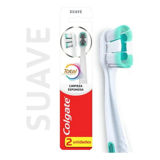 Cepillo De Dientes Total Limpieza Espumosa Suave X2 Colgate Blanco