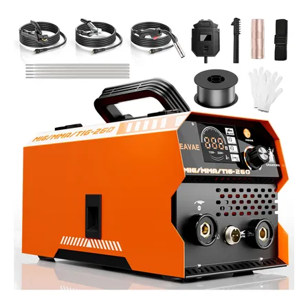 Máquina Solda Inversora Mig Sem Gás Mma Tig 260a 3 Em 1 127v Laranja 127v