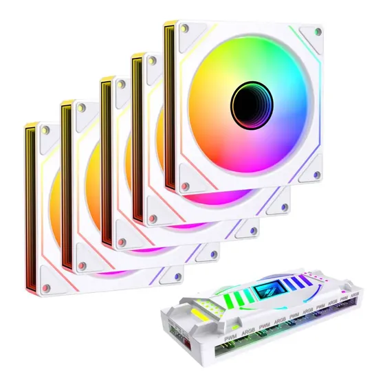 Pack Fans X5 Exodia Argb Blanco 120mm Con Controlador