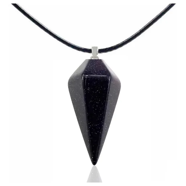 Collar Péndulo Cuarzo Lluvia De Plata Cuero +estuche Tureloj