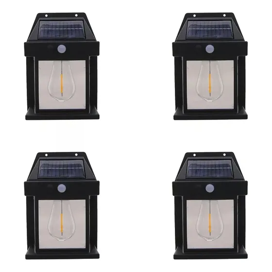 Kit 4 Arandelas Energia Luz Solar Sensor Presença Promoção