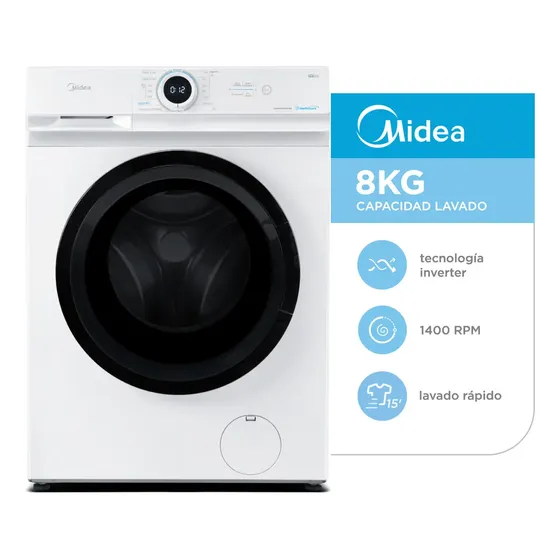 Lavarropas Inverter Midea 8 Kg Mf100w80b/w-a1 Color Blanco