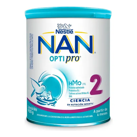 Leche de fórmula en polvo sin TACC Nestlé Nan Opti pro sabor neutro en lata de 900g - 6 meses a 1 años
