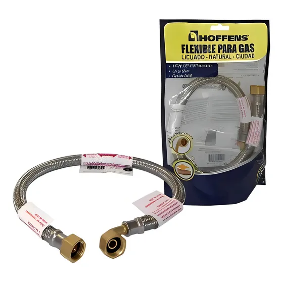 Flexible Gas Certificado Con Codo 1/2 X 1/2 Hi Hoffens 60cm