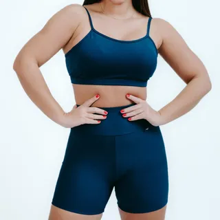 Conjunto Academia Shorts +top Alça Fitness Suplex Premium