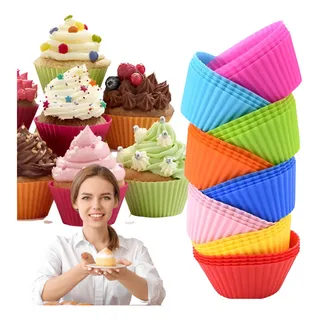 Kit 12 Mini Formas Silicone Cupcake Bolo Muffin Assadeira Kit 12 Mini Formas Silicone Cupcake Bolo Muffin Assadeira