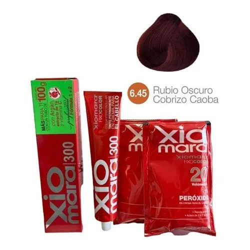 Tinte Para Cabello Xiomara 300 Colores Naturales 100g Tono 6.45 rubio oscuro cobrizo caoba