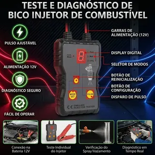 Pulsador Teste Bico Injetor Limpeza Diagnostico Moto Carro