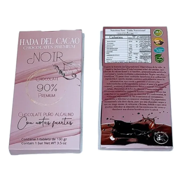  Chocolate (100gr) 90%  Sin Azucar Cacao Vegan Keto Stevia