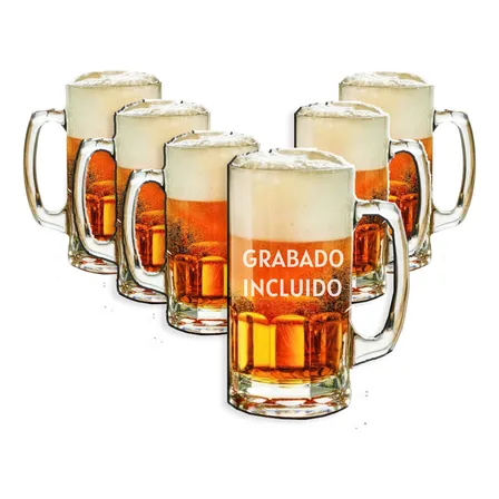 Pack 6 Vasos Shoperos Bavaria 564 Ml + Grabado Láser