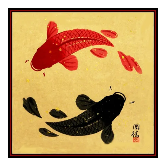 Orenco Ying Yang Koi Punto Cruz Diseño Carpa Asiatica
