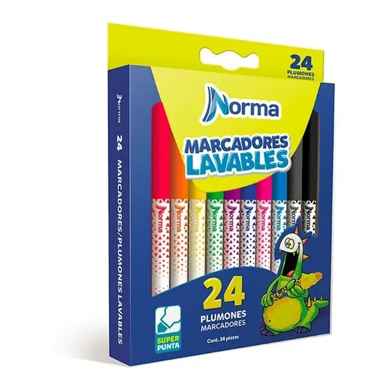 Marcadores Lavables Norma 24 Plumones Marcadores Super Punta