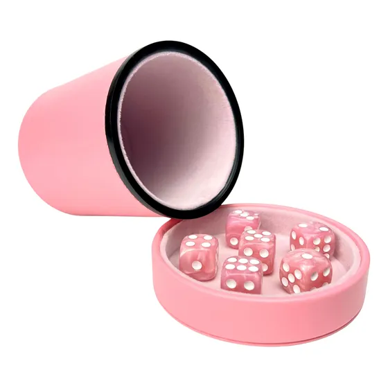 Luck Lab Taza De Dados De Cuero Rosa Con 6 Dados Farkle