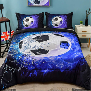 Edredón 3d De Fútbol Matrimonial, 3 Piezas Para Niños Edredón 3d De Fútbol Matrimonial, 3 Piezas Para Niños