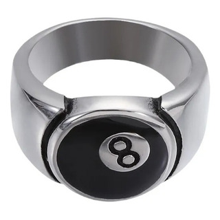 Anillo De Billar De Acero Inoxidable, Negro, 8 Rocas, Moda G Anillo De Billar De Acero Inoxidable, Negro, 8 Rocas, Moda G