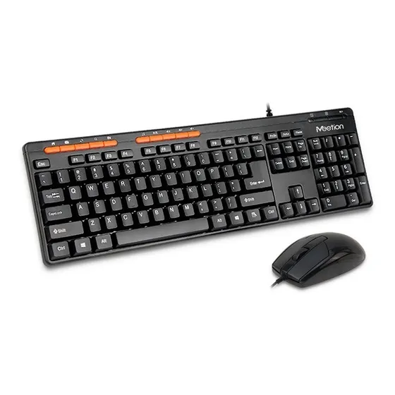 Kit 3 en 1 Meetion MT-C105 Teclado y Mouse Inalámbricos Altavoz Estéreo USB Diseño Ergonómico y Silencioso Ideal para Oficina Hogar o Estudio