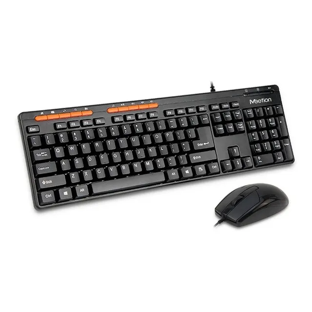 Kit 3 en 1 Meetion MT-C105 Teclado y Mouse Inalámbricos Altavoz Estéreo USB Diseño Ergonómico y Silencioso Ideal para Oficina Hogar o Estudio