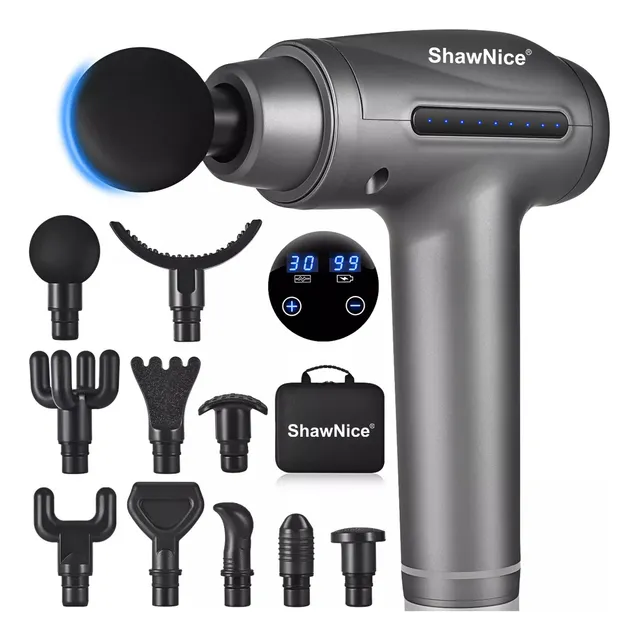 Pistola De Masaje Muscular Masajeador Portátil Electrico Con 10 Cabezales Y 30 Velocidades Ajustables, Masageadores Eleçtricos Con Pantalla Kit De Almacenamiento Kit De Accesorios De Masaje Shawnice