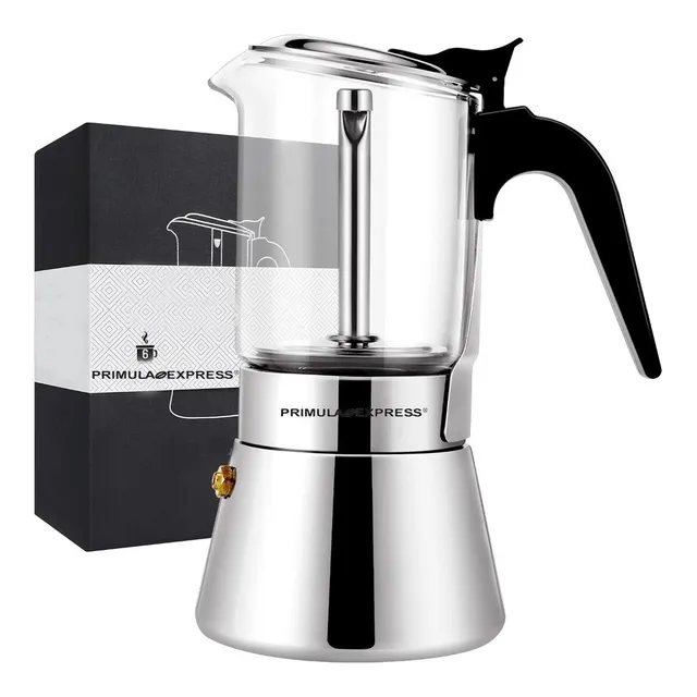 Cafetera Greca De Acero Y Vidrio Cocina Inducción Prímula