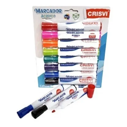 Estuche De Marcadores Crisvi Para Pizarra Acrílica 8 Unid.