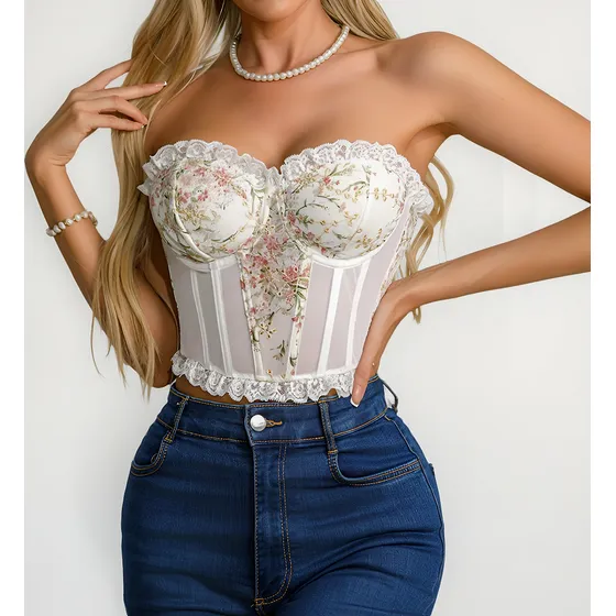 Top Corset Encaje Bordado