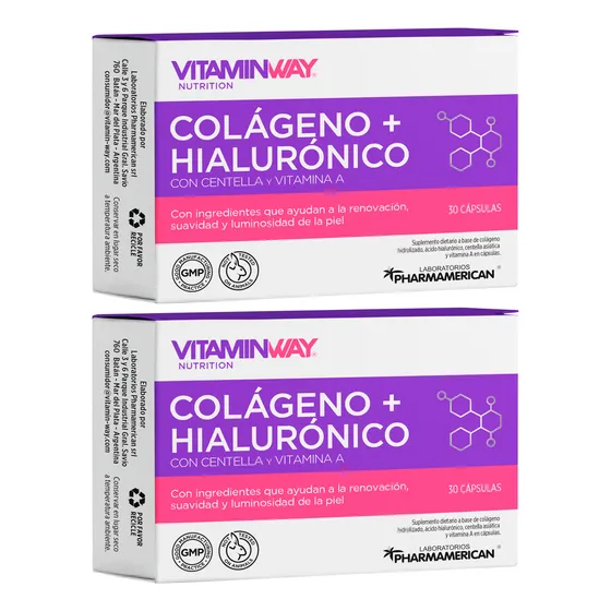 Vitamin Way Kit X2 Cajas Colágeno + Hialurónico  X30 6c
