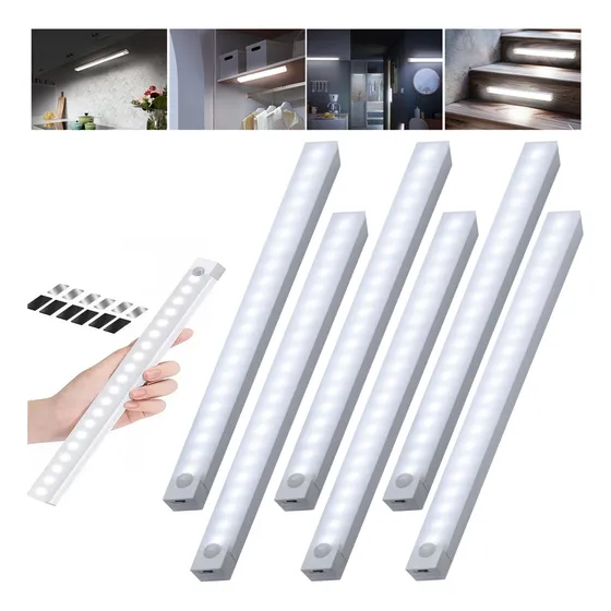 YULUO lámpara con sensor movimiento 6 5V blanco Recargable Noche Led 6pzs