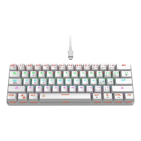 Teclado Gamer Mecánico 60% Blanco Rgb Controlable Switch Blue Usb Desmontable Español