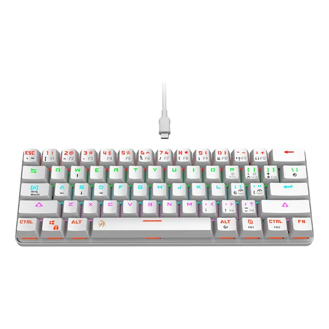 Teclado Gamer Mecánico 60% Blanco Rgb Controlable Switch Blue Usb Desmontable Español