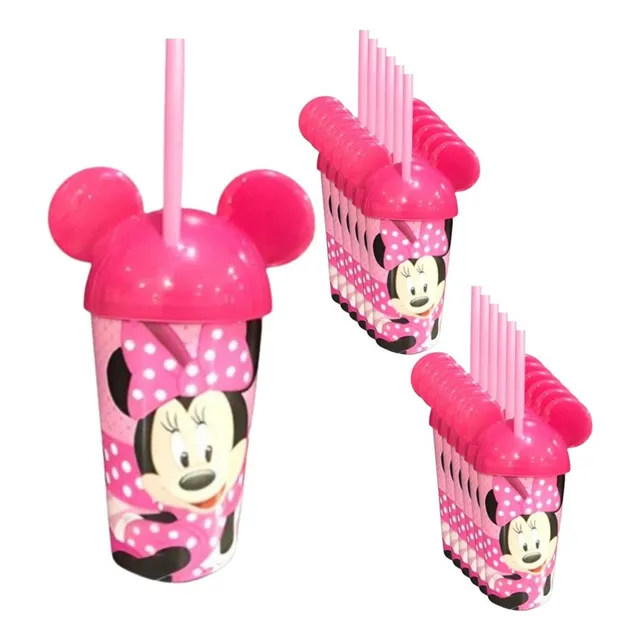Vaso Pitillo Minnie Orejas Sorpresa X12u Alta Calidad Cumple