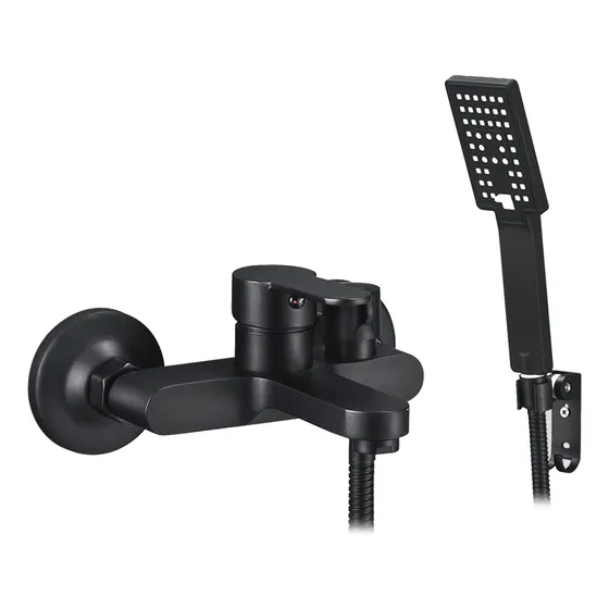 Grifo Bañera Keppd Ducha Mano Baño Negro Mate Mezclador Un