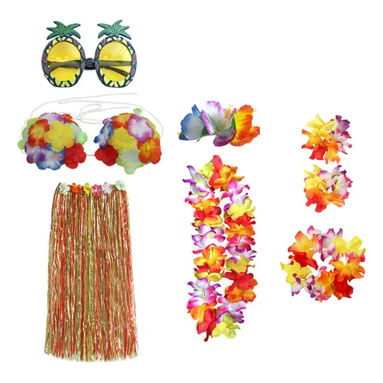 Conjunto De Falda Hula Hawaiana, Adecuado Para Bailes De Más