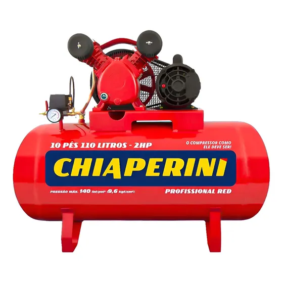 Compressor De Ar Média Pressão 10 Pcm 110 Litros Red Vermelho Monofásica
