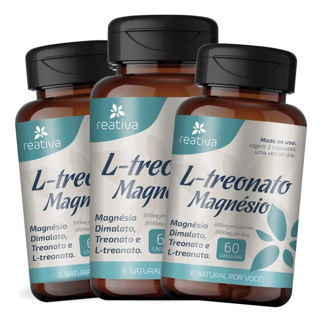3x Magnésio Treonato 500mg 100% Puro Fórmul Avançada Memoria
