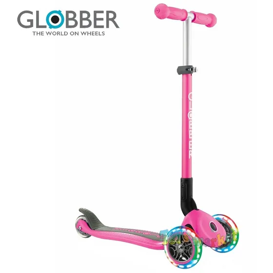 Monopatin para niños Globber Primo Foldable Lights color rosa