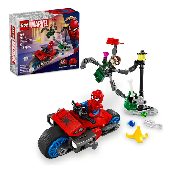 Lego 76275 Persecución En Moto Spider-man Vs. Doc Ock 77 Pzs