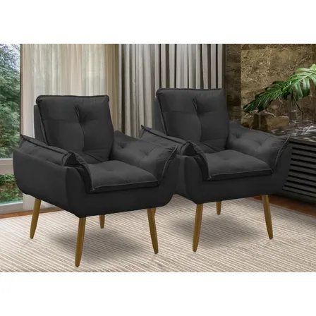 Kit 02 Poltronas Decorativa Opala Para Sala Recepção Luxo