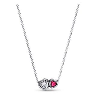Collar Pandora Timeless Corazones Rojo Y Cristal En Plata925 Collar Pandora Timeless Corazones Rojo Y Cristal En Plata925