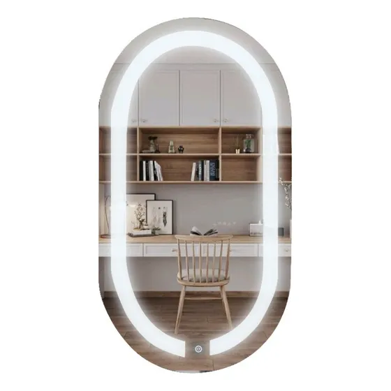 Espelho Led Oval 75x50cm Iluminado Touch Screen Embutido