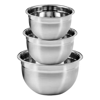 Bowl Inox Tigela Conjunto 3 Pçs Vasilha Fundo Profissional Bowl Inox Tigela Conjunto 3 Pçs Vasilha Fundo Profissional